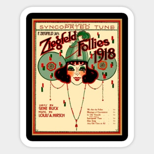 Ziegfeld Follies Vintage 1918 Entertainment Advertising Print Sticker